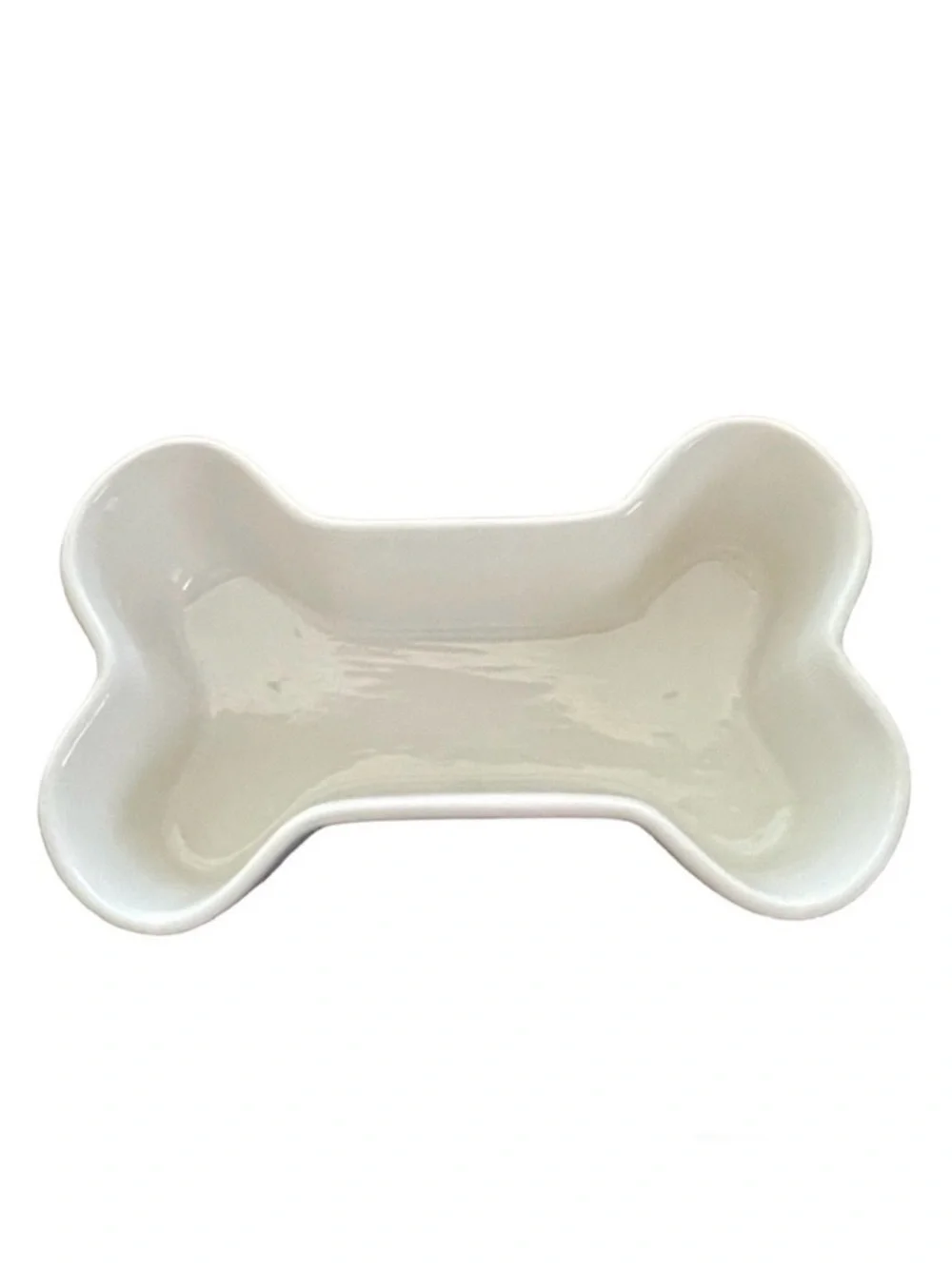 Santa Paws Ceramic Bone Pet Bowl - White with Red and Green